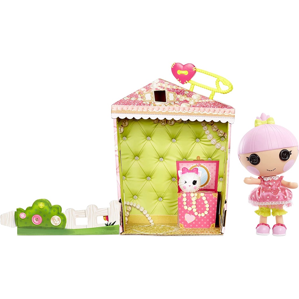 Đồ chơi búp bê Lalaloopsy Littles Doll- Trinket Sparkles and Pet Yarn Ball Kitten, 7" Princess Doll