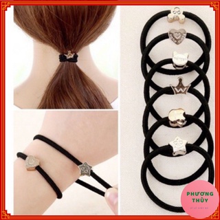 Dây buộc tóc-Chun buộc tóc đen phong cách Hàn Quốc dễ thương mã TBT