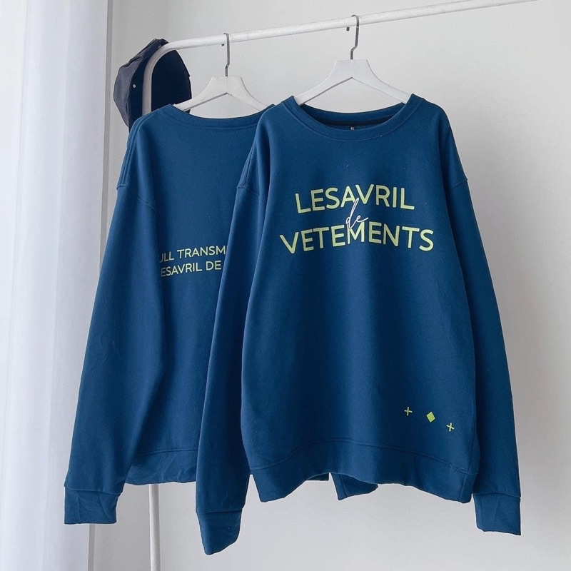 (sẵn) Áo sweater tay dài form rộng nỉ bông LESA unisex (nam nữ mặc được)