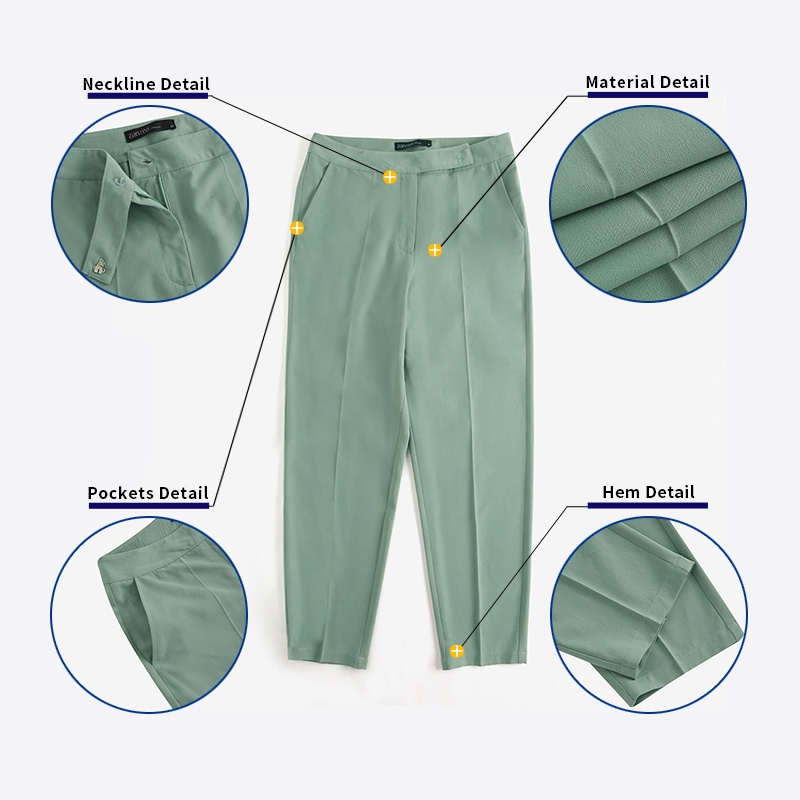 Zanzea Quần Dài Có Túi Trước Phối Khóa Kéo Thời Trang Cho Nữ