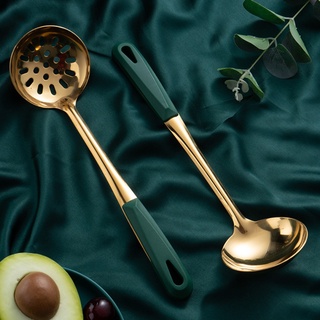 Muỗng múc canh/ muỗng vớt thức ăn bằng thép không gỉ 304 hình vỏ sò mạ vàng (có bán lẻ)