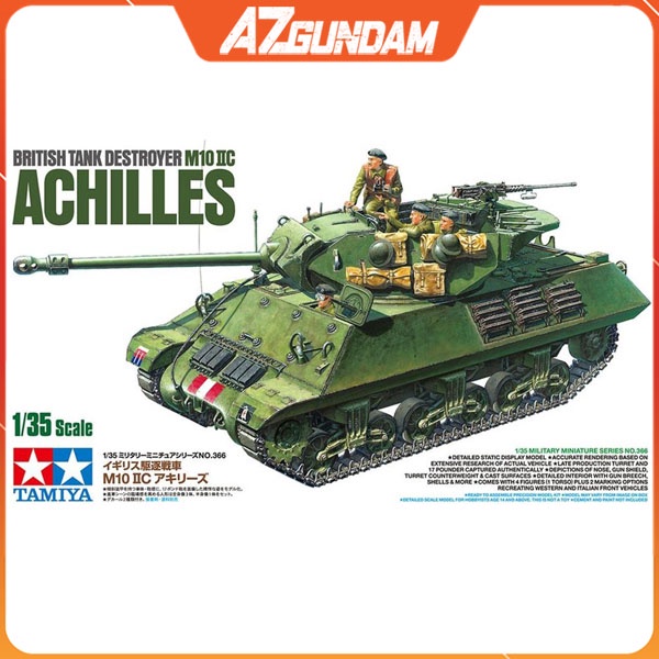 Mô Hình Lắp Ráp Tank Bristish Tank Destroyer M10 Achilles Chính hãng Tamiya Tỉ Lệ 1/35