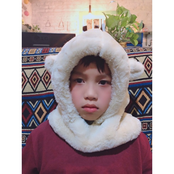 Mũ tai gấu lông cừu kín tai cho bé trai và gái 1-hơn 10t vẫn vừa