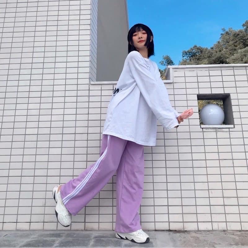 Quần culottes 💖FreeShip💖 Quần nữ thể thao ống rộng 3 sọc màu