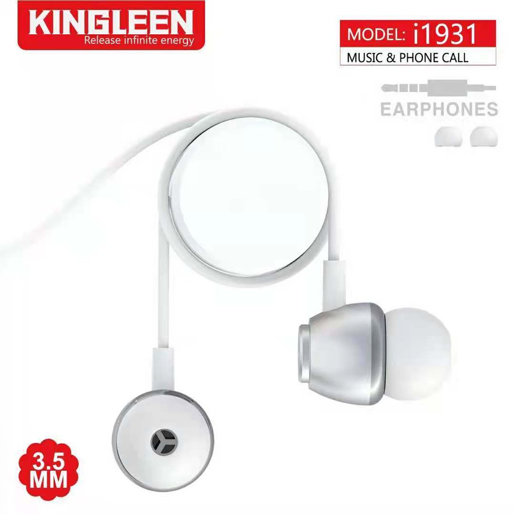 TAI NGHE CÓ MIC ĐIỆN THOẠI , MÁY TÍNH ,NHÉT TAI,EARPHONE KINGLEEN 1.2M I1927 , I1931 TRẮNG