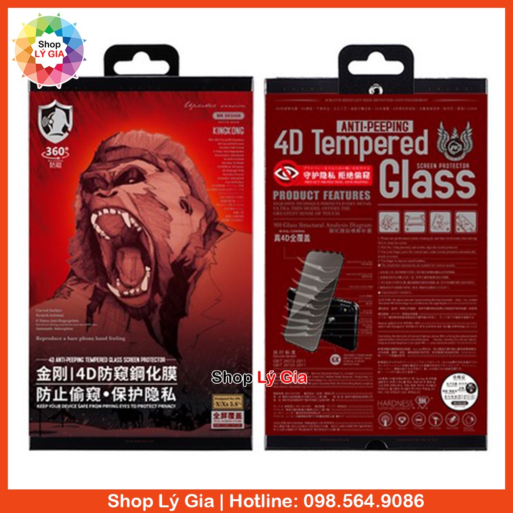 Kính cường lực KingKong chống nhìn trộm cho iPhone 15 Pro Max/14 Plus/13 Mini/12/11/11 Pro Max / X / XR / XS Max/8/7