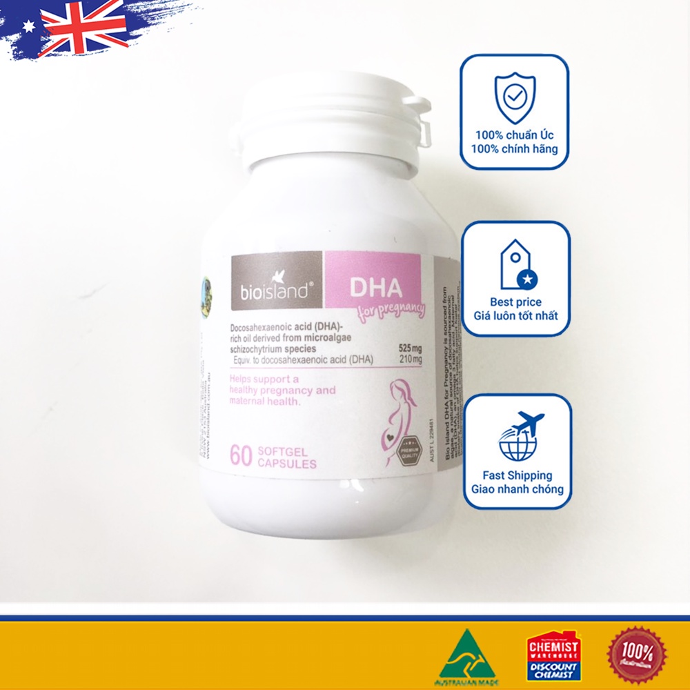 [Tem Chemist] DHA bầu Úc Bio Island DHA for Pregnancy 60 viên