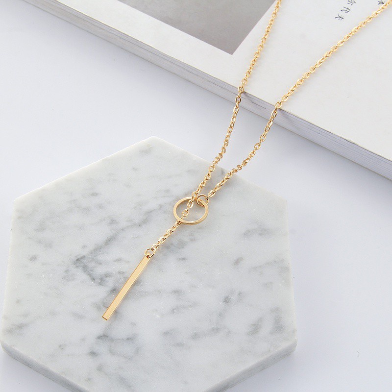 Vòng cổ dài bằng kim loại 191087 mặc áo sweater đơn giản độc đáo thời trang thường ngày dễ phối