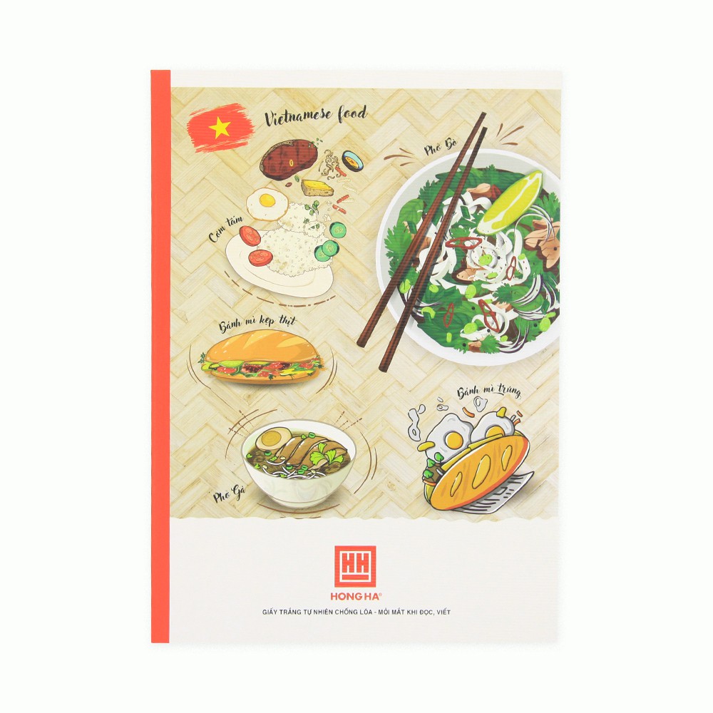 Vở kẻ ngang gáy vuông 80 trang Hồng Hà Pupil Traditional Food 1102 (FSC)