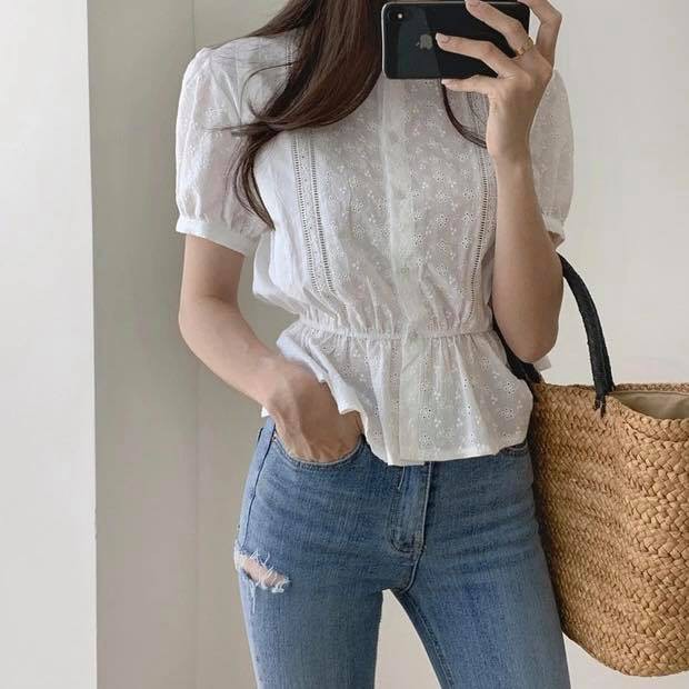 ÁO THÔ THÊU HOA NỔI