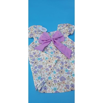 Váy hoa bé gái, đầm bé gái nơ buộc vải thô hoa mềm mại loại 1 size 12-22kg có 5 màu