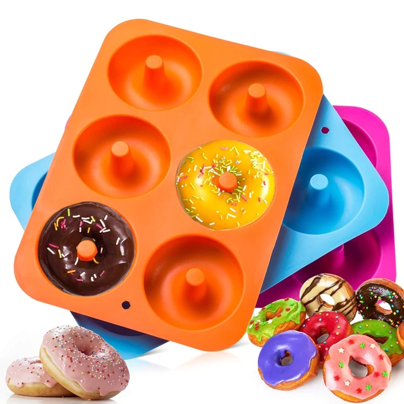 Khuôn Silicone Làm Bánh Donut DIY Chống Dính Tiện Lợi