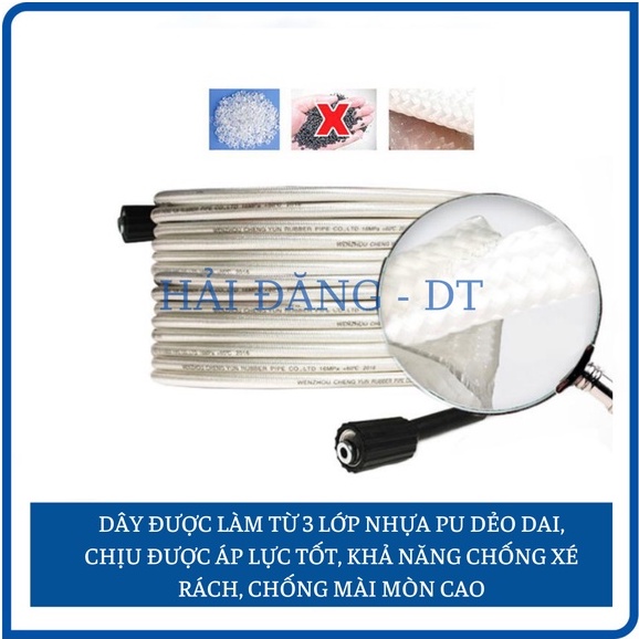 Bộ dây rửa xe 10, 15, 20, 30m Và Súng rửa xe áp lực cao cò đỏ ren 22mm