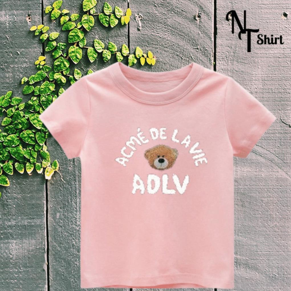 Áo thun bé trai và bé gái, Áo phông trẻ em in hình ADLV TEDDY BEAR, Áo cotton xịn mặc mát thoải mái hình chất lượng