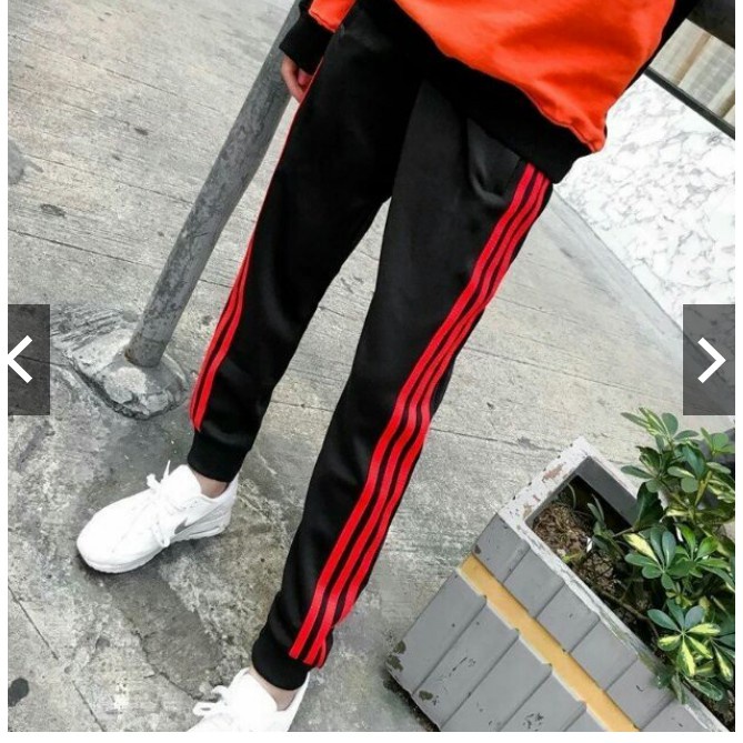 Quần Jogger Nữ Phối 3 Sọc Có Bo Chân