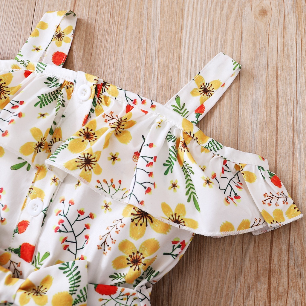 Áo liền quần MIKRDOO trễ vai họa tiết hoa xinh xắn dành cho bé gái