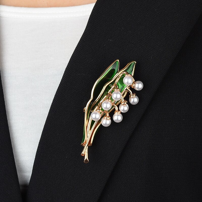 Ghim cài áo hình trái cây đính ngọc trai giả thời trang cho nữ