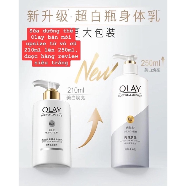 Dưỡng Thể Olay B3 Xám Optic Glow Trắng Da Bản Mới