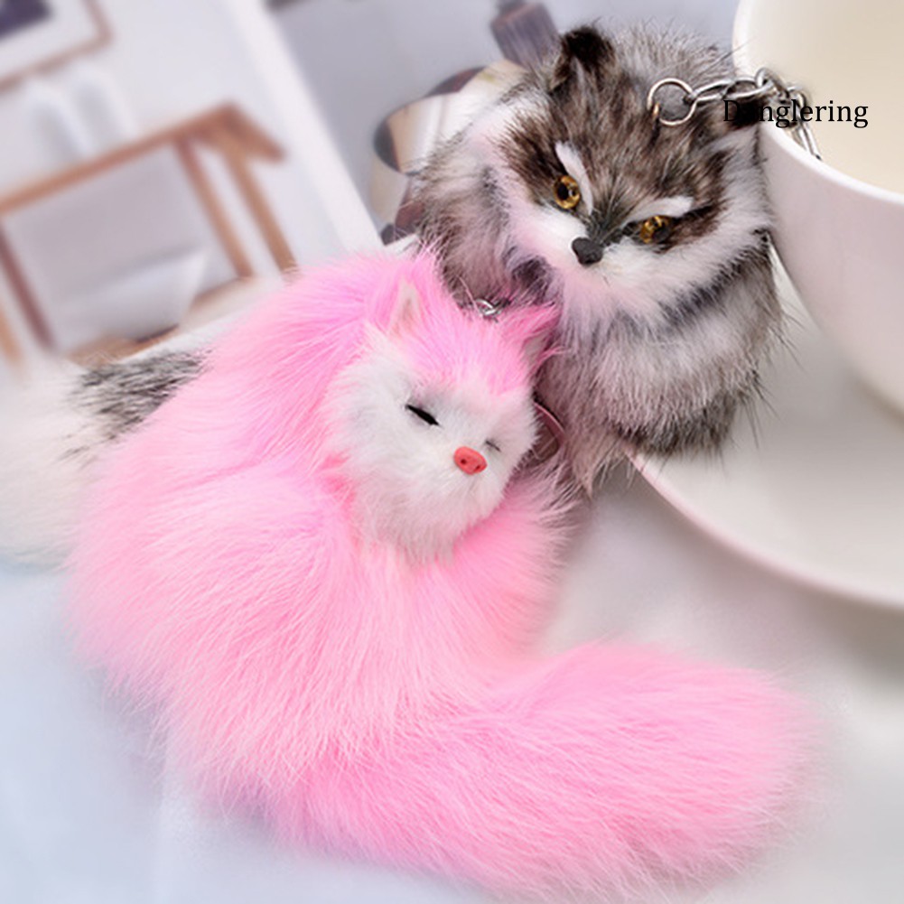 Móc khoá gắn thú bông hình con cáo nhiều lông đáng yêu