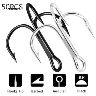 Bộ 50 lưỡi câu cá ba tiêu bằng thép không gỉ