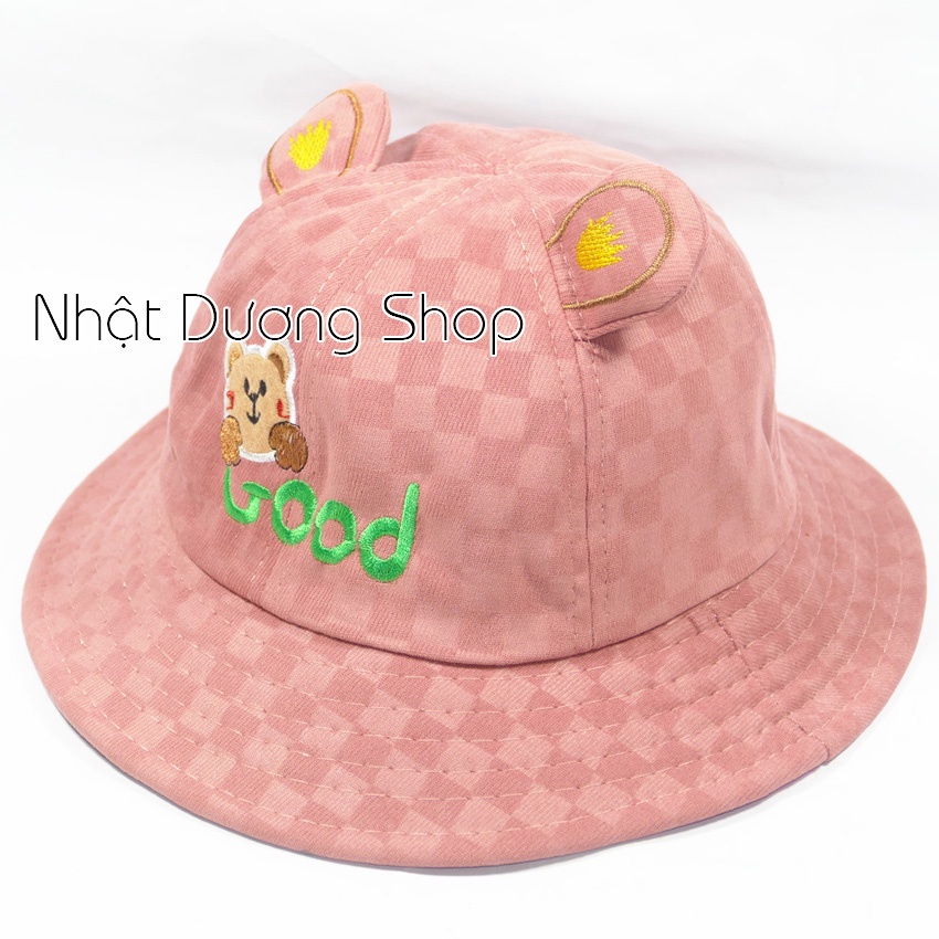 Nón bucket ,nón tai bèo trẻ em hình gấu dễ thương - chât liệu vải nhung mềm mại tạo cảm giác cho bé