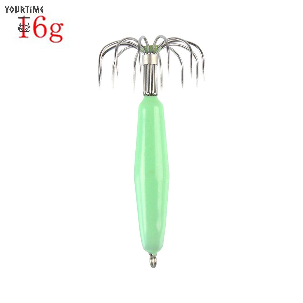 Mồi Câu Cá Giả Hình Mực Dạ Quang 12 Móng