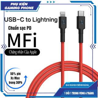 Dây cáp zmi al872 type c to lightning chuẩn mfi