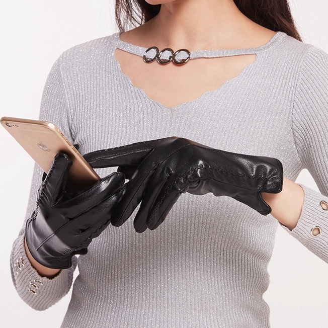 Găng tay da nữ thời trang chống lạnh hàn quốc cá tính ZOZO găng tay mùa đông cho nữ giữ ấm giữ nhiệt cao cấp