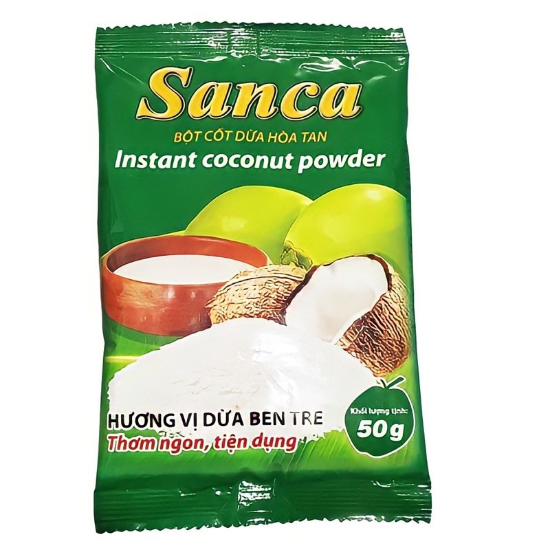 Bột Cốt Dừa hoà tan Sanca (gói 50gr)- Hương vị dừa Bến Tre thơm ngon, tiện dụng