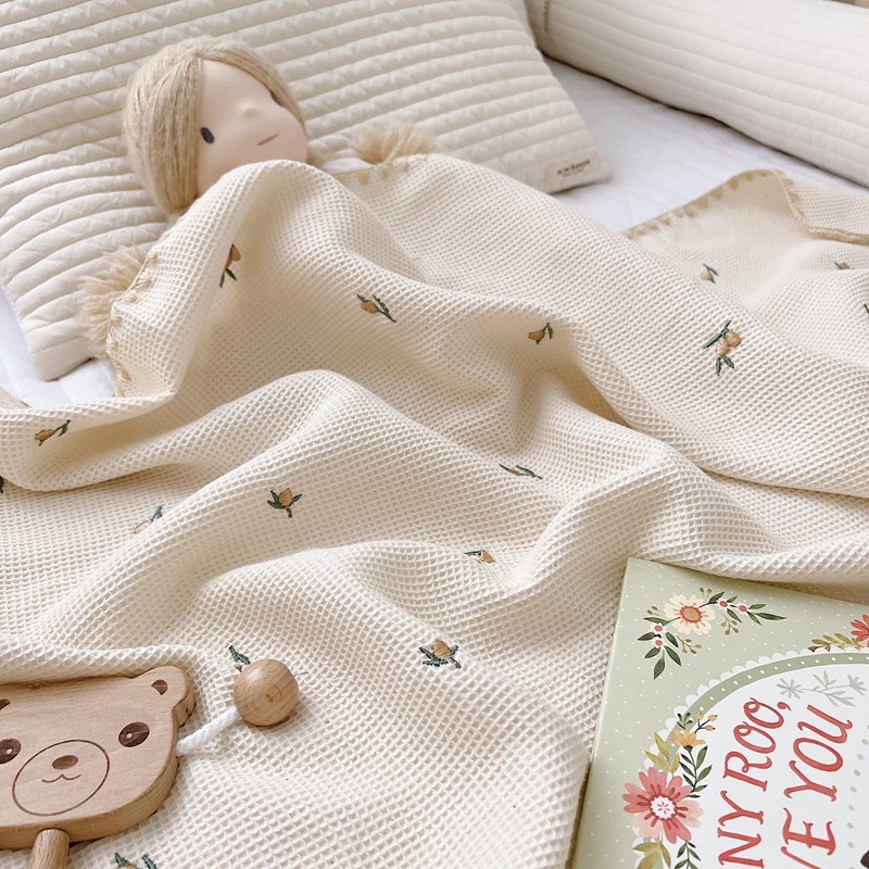 Chăn Cotton Mềm Mại Thêu Họa Tiết Hoạt Hình Dễ Thương Cho Bé Sơ Sinh
