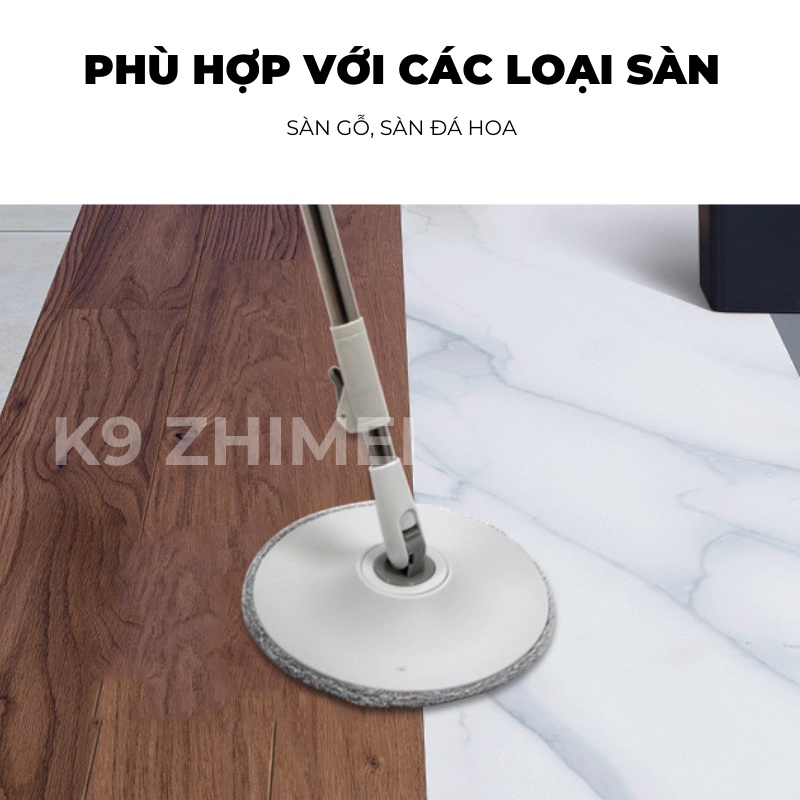 Cây Lau Nhà Tự Vắt Thông Minh K9 ZHIMEI Chổi Lau Nhà Tách Nước Bẩn 360 Độ Cao Cấp Bộ Lau Nhà Thế Hệ Mới