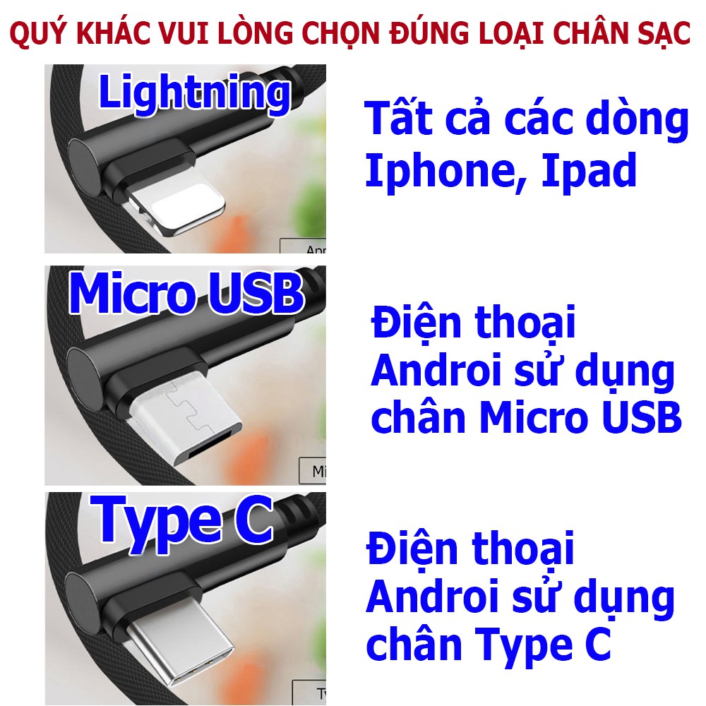 Cáp sạc nhanh hình chữ L bọc dù chống đứt cho điện thoại và máy tính bảng