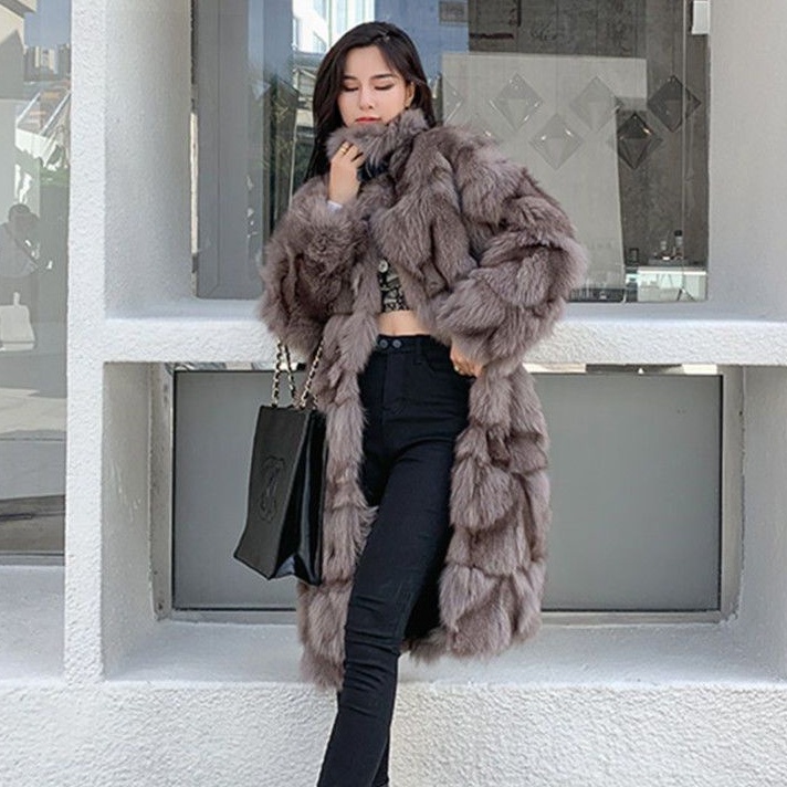 Áo Khoác Giả Lông Cáo Dáng Rộng Thời Trang Mùa Đông 2022 Cho Nữ
