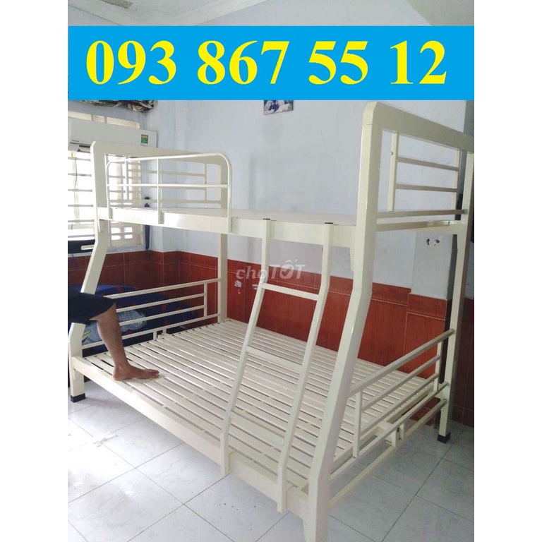 Giường hai tầng sắt giá rẻ, giá sỉ tại xưởng - Giường sắt hộp vuông cao cấp 1m2/1m4