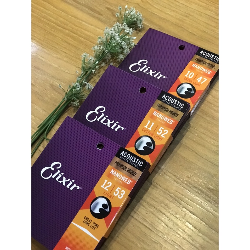 [ Chính hãng 100% ] Dây Đàn Guitar Acoustic Elixir, Phosphor Bronze, phủ Nanoweb