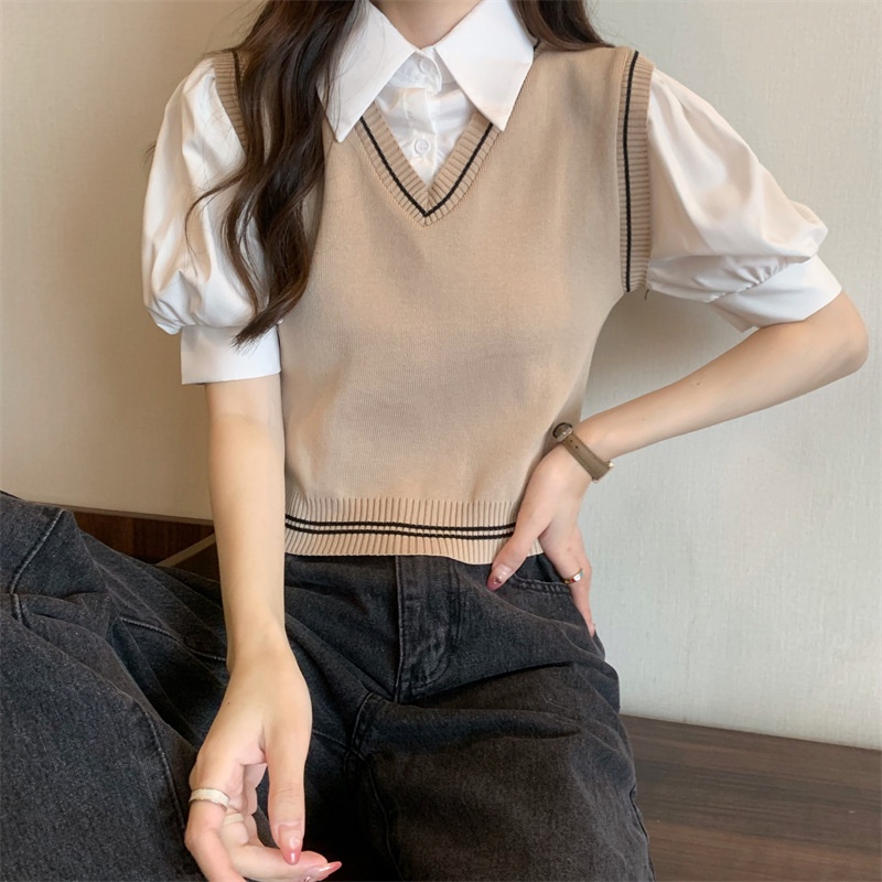 IELGY  Áo polo Dệt Kim Tay Ngắn Thời Trang Dành Cho Nữ