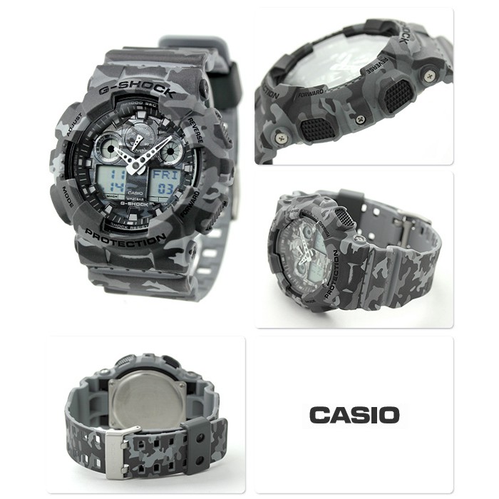 Đồng hồ nam CASIO G-SHOCK GA-100CM-8ADR Chính hãng - Dây Nhựa Rằn Ri Mạnh Mẽ