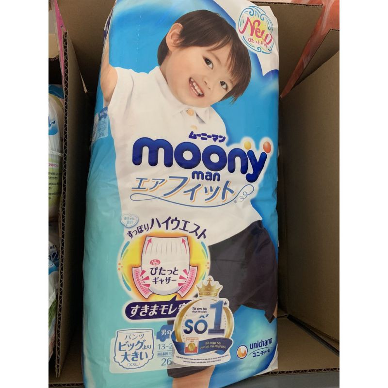 Tã quần Moony size xxl bé trai ( 13-25kg ) 26 miếng date mới