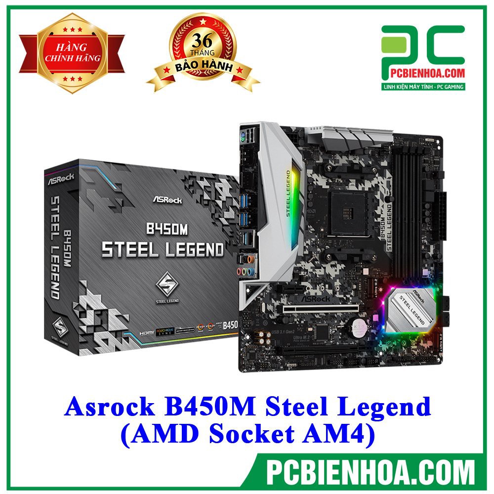  Bo mạch chủ Asrock B450M Steel Legend (AMD Socket AM4) chính hãng