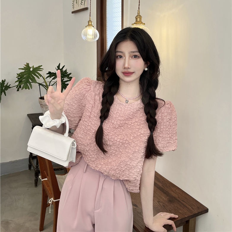 B&amp;G Áo Kiểu Tay Phồng Xếp Ly Phong Cách Pháp Thời Trang Mới Cho Nữ Áo phông Nữ JL-TX-156 2022