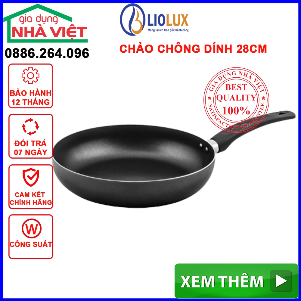 Chảo chống dính LIOLUX, Chảo chống dính cao cấp đường kính 28cm bảo hành 12 tháng, lỗi đổi mới trong 7 ngày mã LIO-CCD28