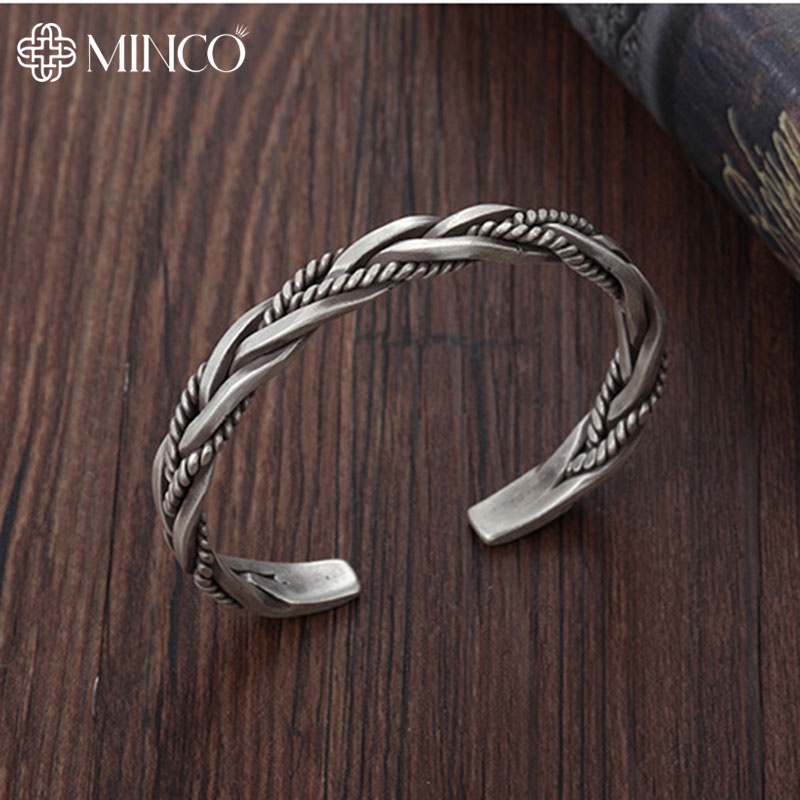 Vòng tay nam họa tiết mắt xích Minco Accessories phong cách nam tính mạnh mẽ Màu Bạc Thái Titan - VT52