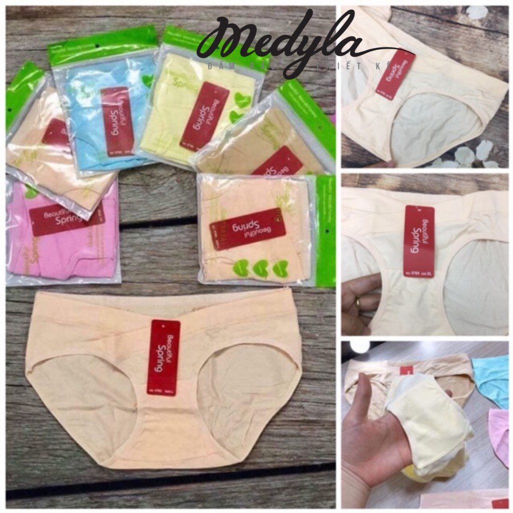 SPRING5765. Quần lót bầu cạp chéo cotton co dãn mỗi quần 1 túi Zip loại đẹp cho mẹ (có chọn màu)