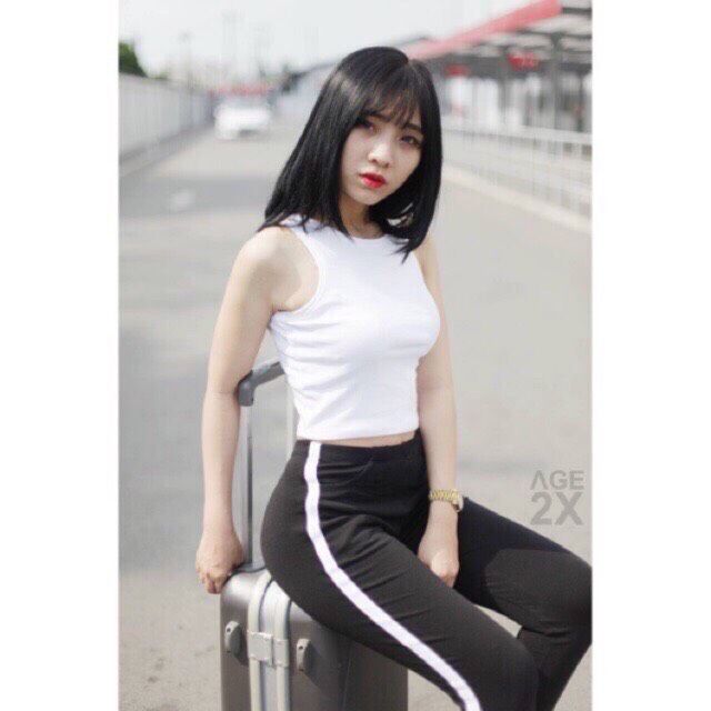 Áo crop top sát nách ( chất cotton zip)