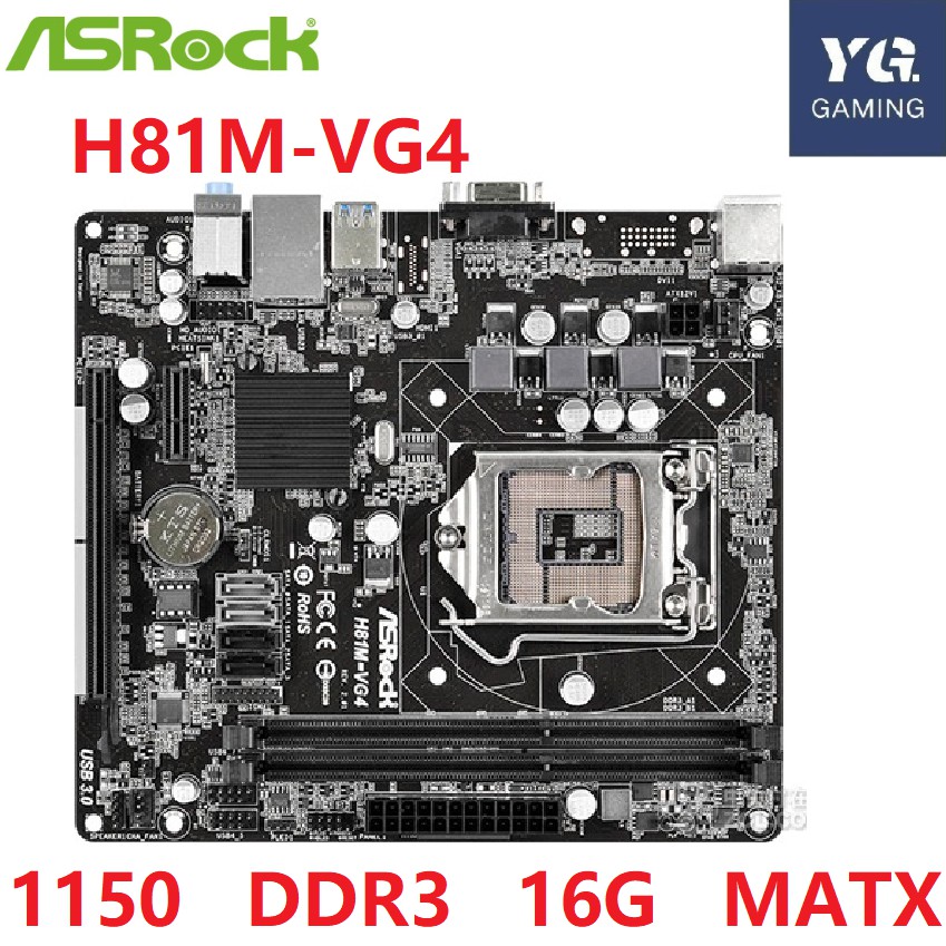 Bảng máy tính để bàn Fro ASRock H81M-VG4 LGA1150 h81 h81m DDR3 16GB USB3.0 SATA3 DDR3 Đã qua sử dụng
