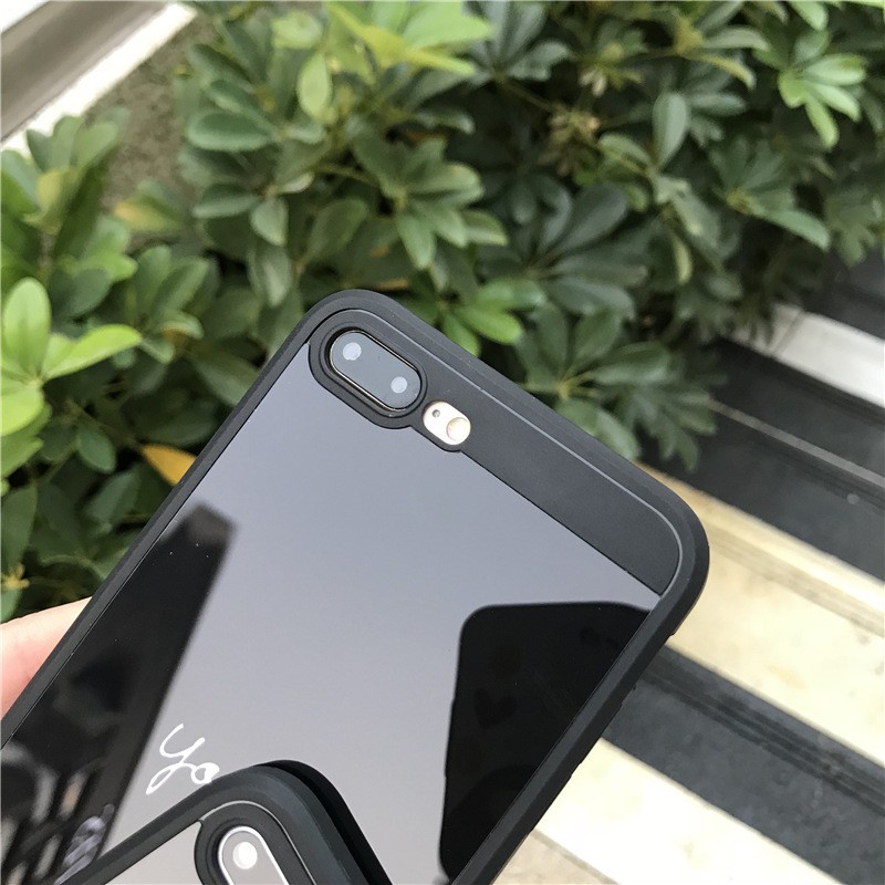 Ốp lưng dẻo đôi me and you mặt lưng phủ kính - Iphone 6, 6plus, 7, 7plus, 8, 8plus, X, Xs