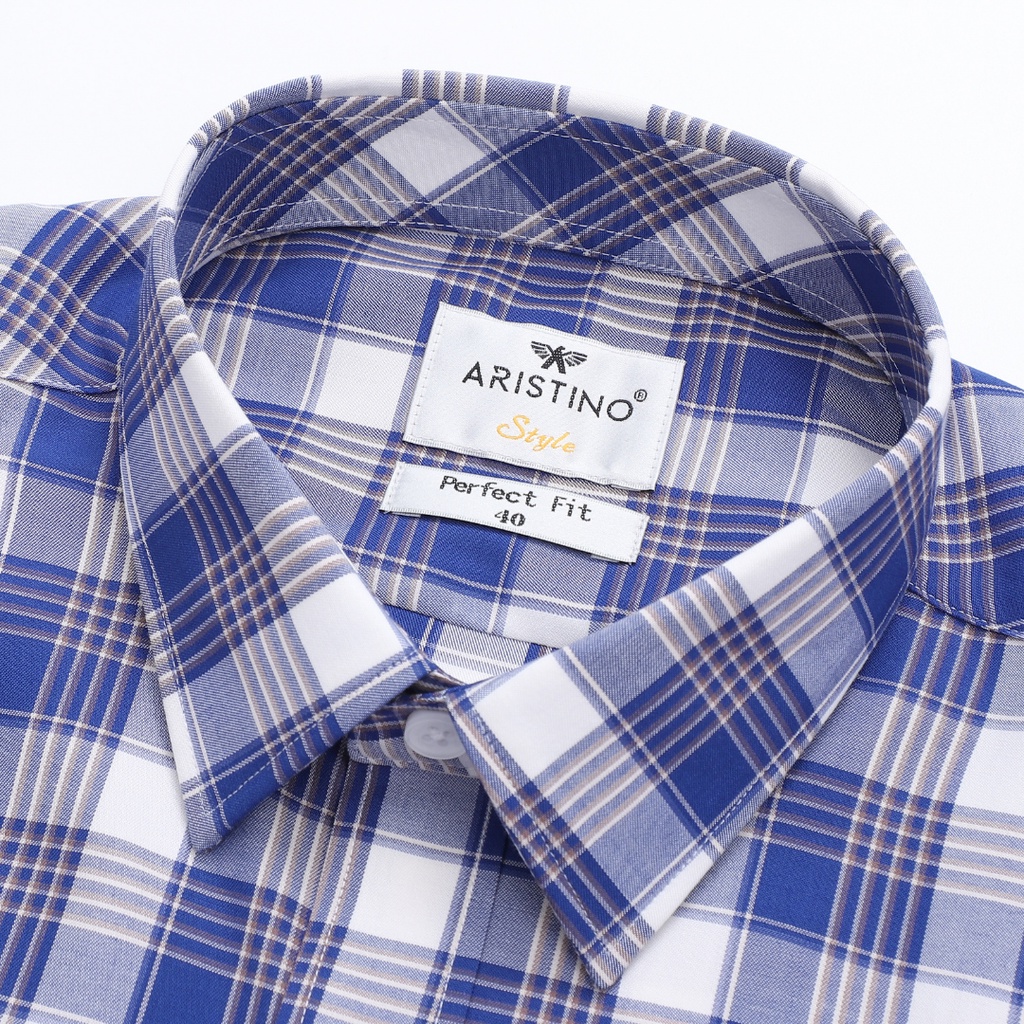Áo sơ mi ngắn tay nam Aristino phom perfect fit, thiết kế tà bằng có túi ngực, màu sắc nam tính - ASS346S2