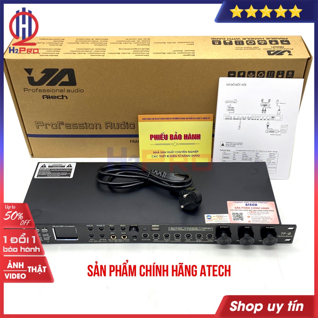 Vang cơ lai số JA-TF9 2022 H2Pro cao cấp Echo-Reverb-Delay-Repeat, Bluetooth-Optical-USB (quà 89k: dây canon cái ra AV)