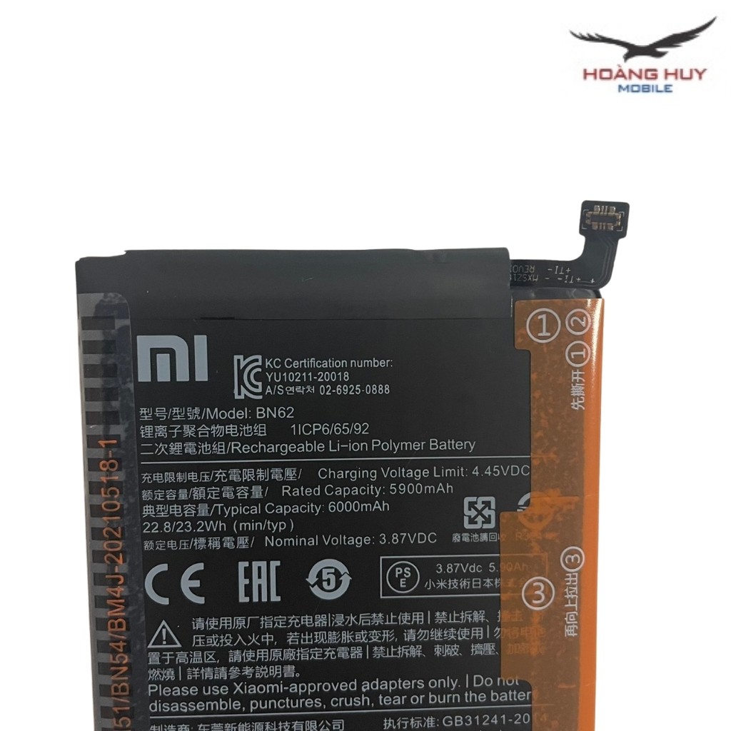 Pin BN62 Xiaomi Redmi Note 9 4G / Redmi 9T / Poco M3 / Dung Lượng 6000mAh Hàng Zin Nhập Khẩu Bảo Hành 6 Tháng 1 Đổi 1
