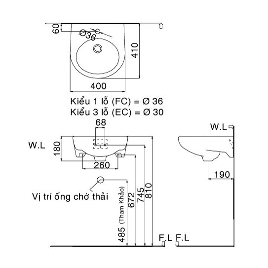 Lavabo Inax Treo Tường L-282V , nhỏ,  mini  treo tường.